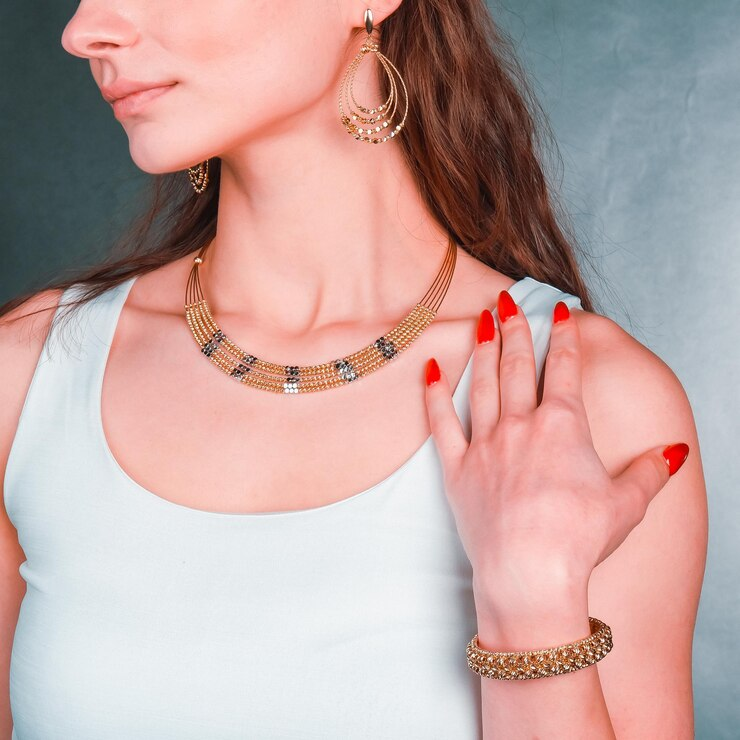 Woman wearing golden mangalsutra